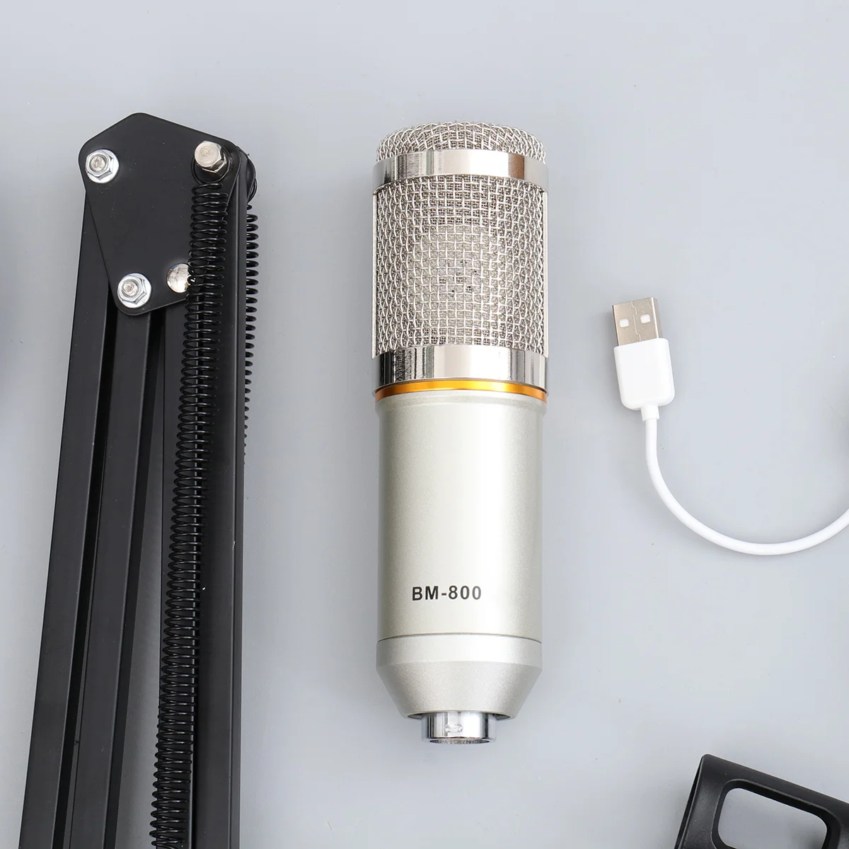 BM-800 Professional Studio Broadcasting Recording Condenser Microphone with Mount and Stand (Black Silver) | Электроника