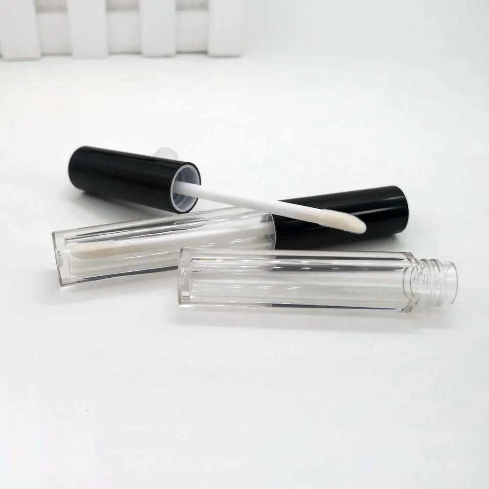 

30pcs black cap thick wall lipgloss tube acrylic 3ml lip gloss eyelash tube container packing