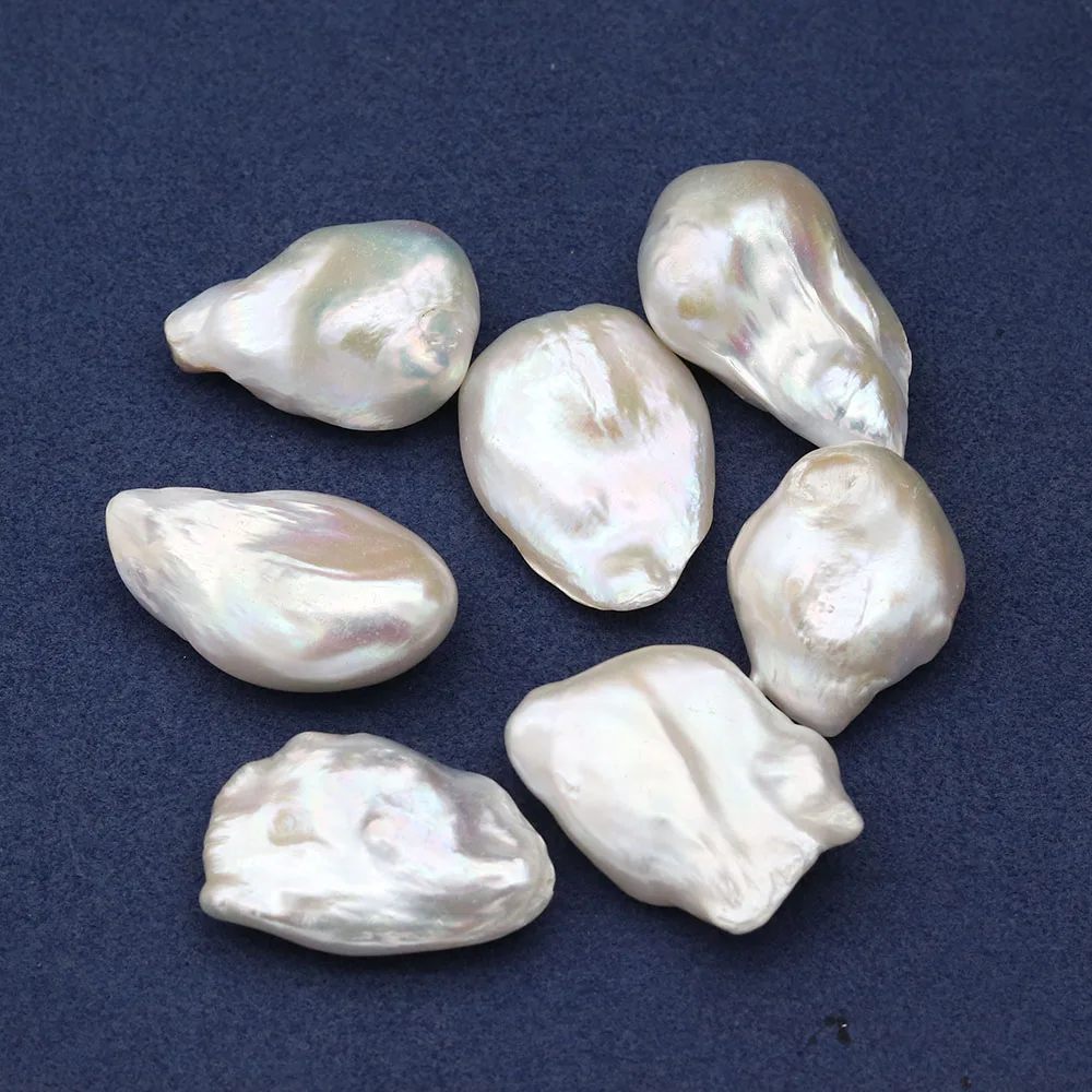 

3pcs White Tail Pearls Irregular None Hole Loose Pearls for Making DIY Jewelry Necklace Accessories Size 25-30mm