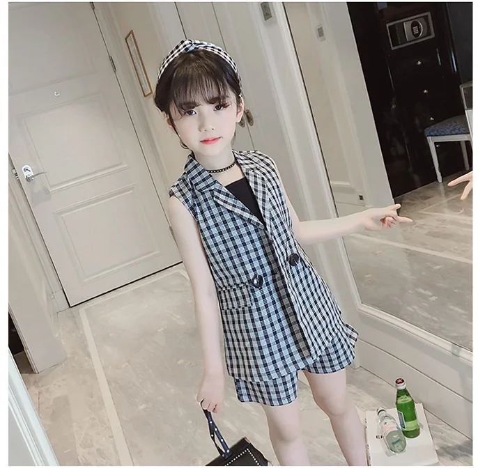 Новые модели летней одежды в Корейском стиле для девочек Одноцветный полосатый