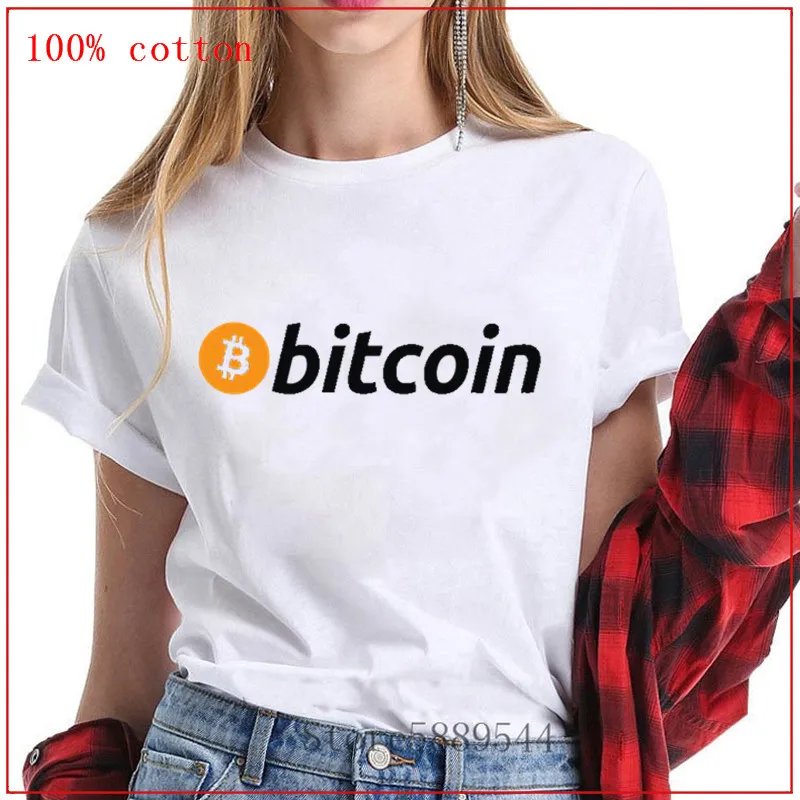 Оригинальная футболка с логотипом Bitcoin коротким рукавом и принтом для девочек