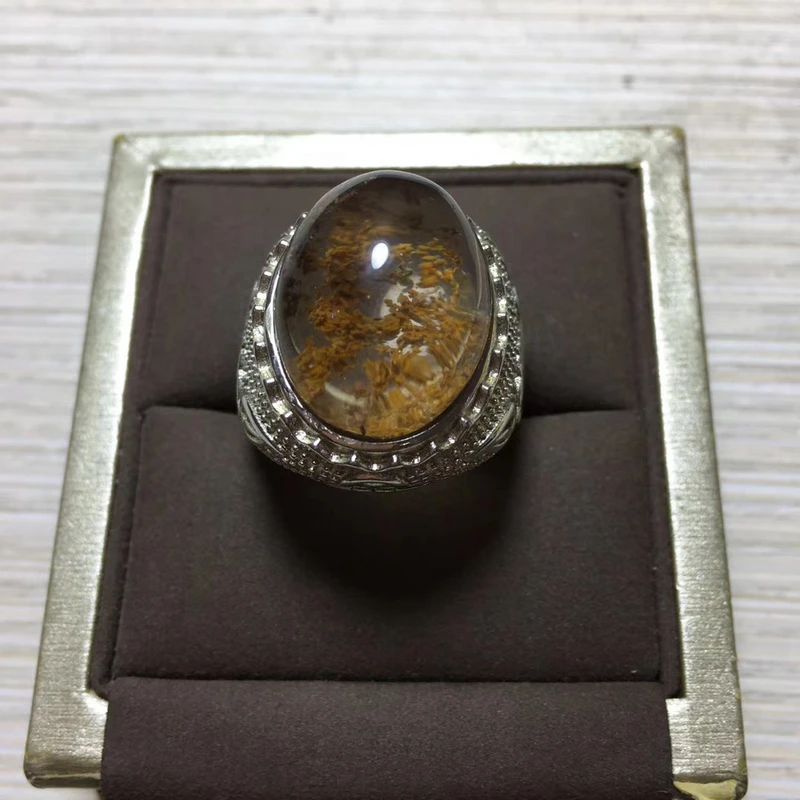 1 шт. регулируемое кольцо из серебра 925 пробы с кристаллом фантомного кварца -