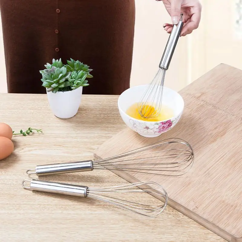 

8/10/12 inches 304 Stainless Steel Manual Whisk Kitchen Baking Accessories Milk Cream Butter Whisk Mixer Egg Tools Cooking Gadge