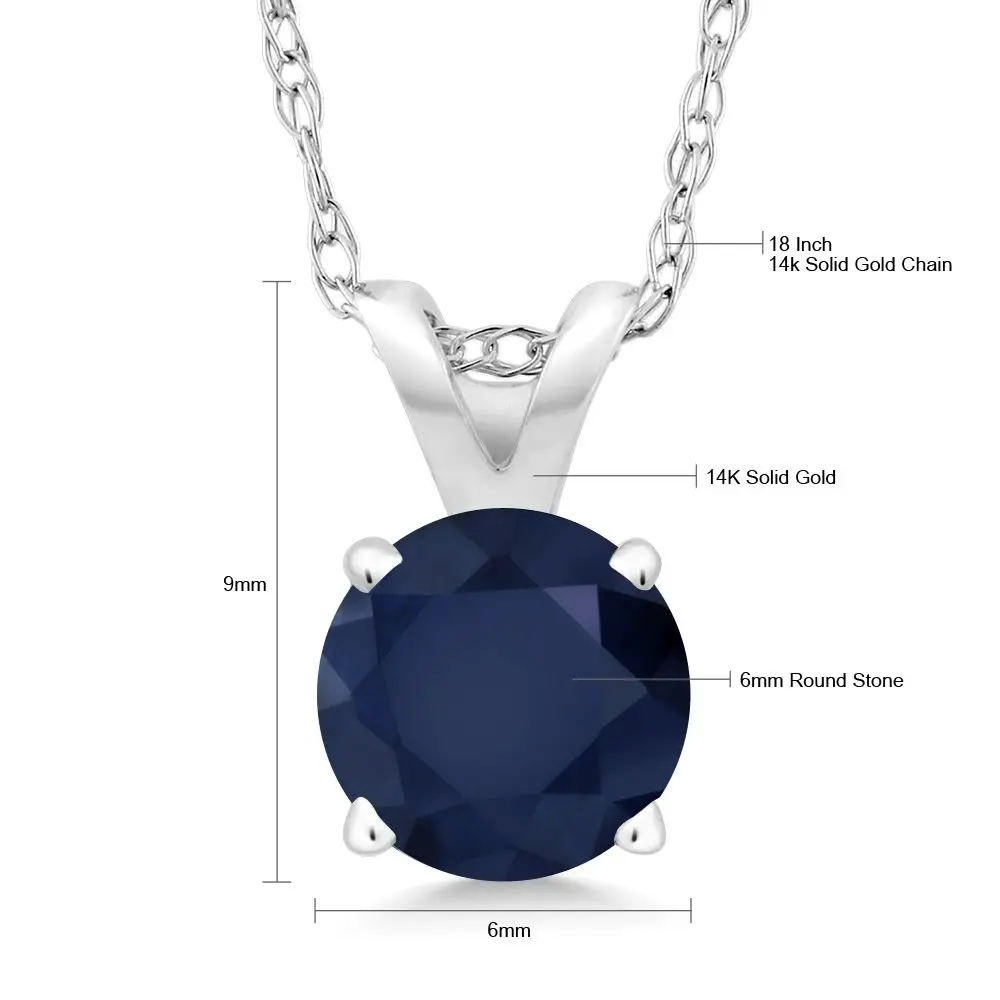 GemStoneKing 14K желтое золото ювелирные изделия 1 00 Ct Круглый Натуральный Синий сапфир