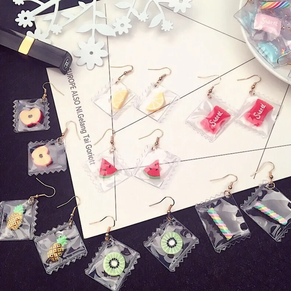 Прекрасная пластиковая сумка покрытая леденцов сердце с фруктами длинные