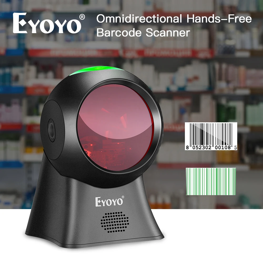 Сканер штрих кода Eyoyo для настольного ПК 1D/2D всенаправленный USB проводной
