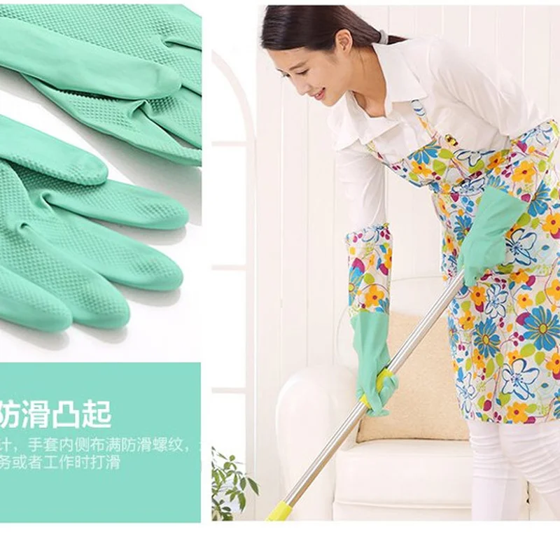 1 пара женские резиновые латексные перчатки для мытья посуды | Дом и сад