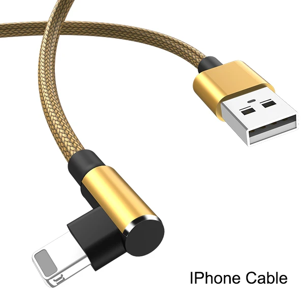 90 градусов локоть USB кабель для iPhone X XS MAX XR 8 7 6 6s Plus iPad 3A Быстрая Зарядка Кабели зарядное устройство для мобильного телефона шнур данных - Цвет: For iPhone Gold