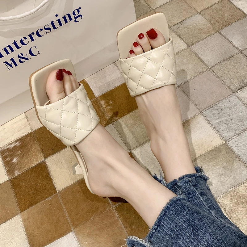 Rimocy/Винтажные летние шлепанцы с открытым носком и квадратным Женские пикантные