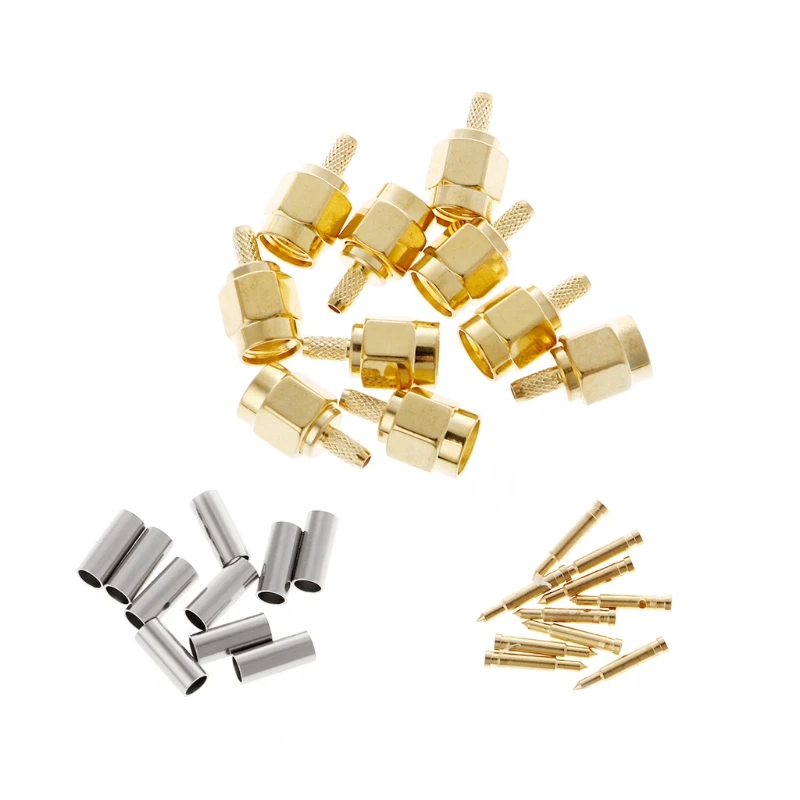 

10 Pcs SMA Male Plug Crimp RG174 RG316 LMR100 Cable RF Connector W89C