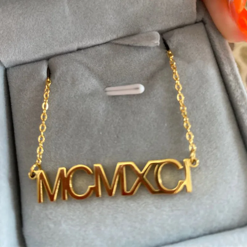 Ожерелья с римскими цифрами на заказ подвеска дата греческие цифры полый