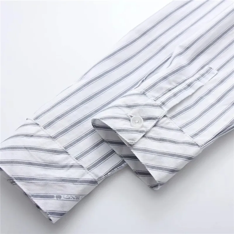 Женская рубашка в полоску GOPLUS хлопковая блузка с длинным рукавом и подолом