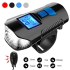 Водонепроницаемый велосипедный фонарь с зарядкой от USB, передняя фара с ЖК-дисплеем, спидометр, велосипесветильник головной свет, звуковой сигнал