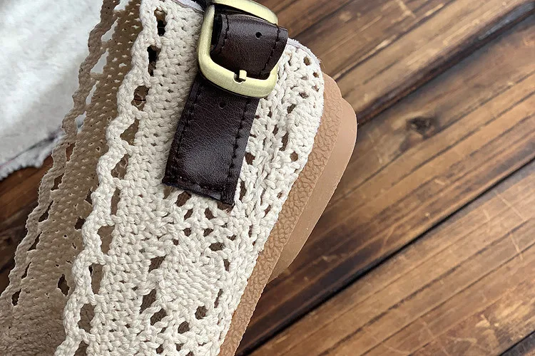 Careaymade-Summer literature art model women's shoes small fresh fill sandals mesh breathable belt buckle leisure student shoes