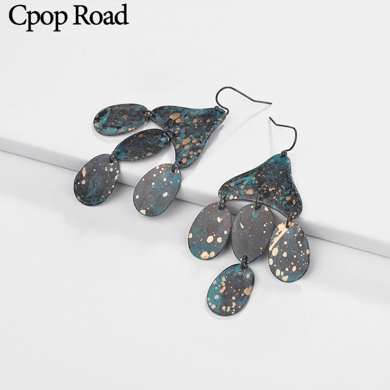 Женские блестящие серьги Cpop Винтажные с геометрическим узором модные ювелирные