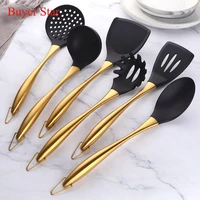 6pc7pc silicone kitchenware cooking utensils set non stick cookware spatula shovel stainless steel handle kitchen cooking tools