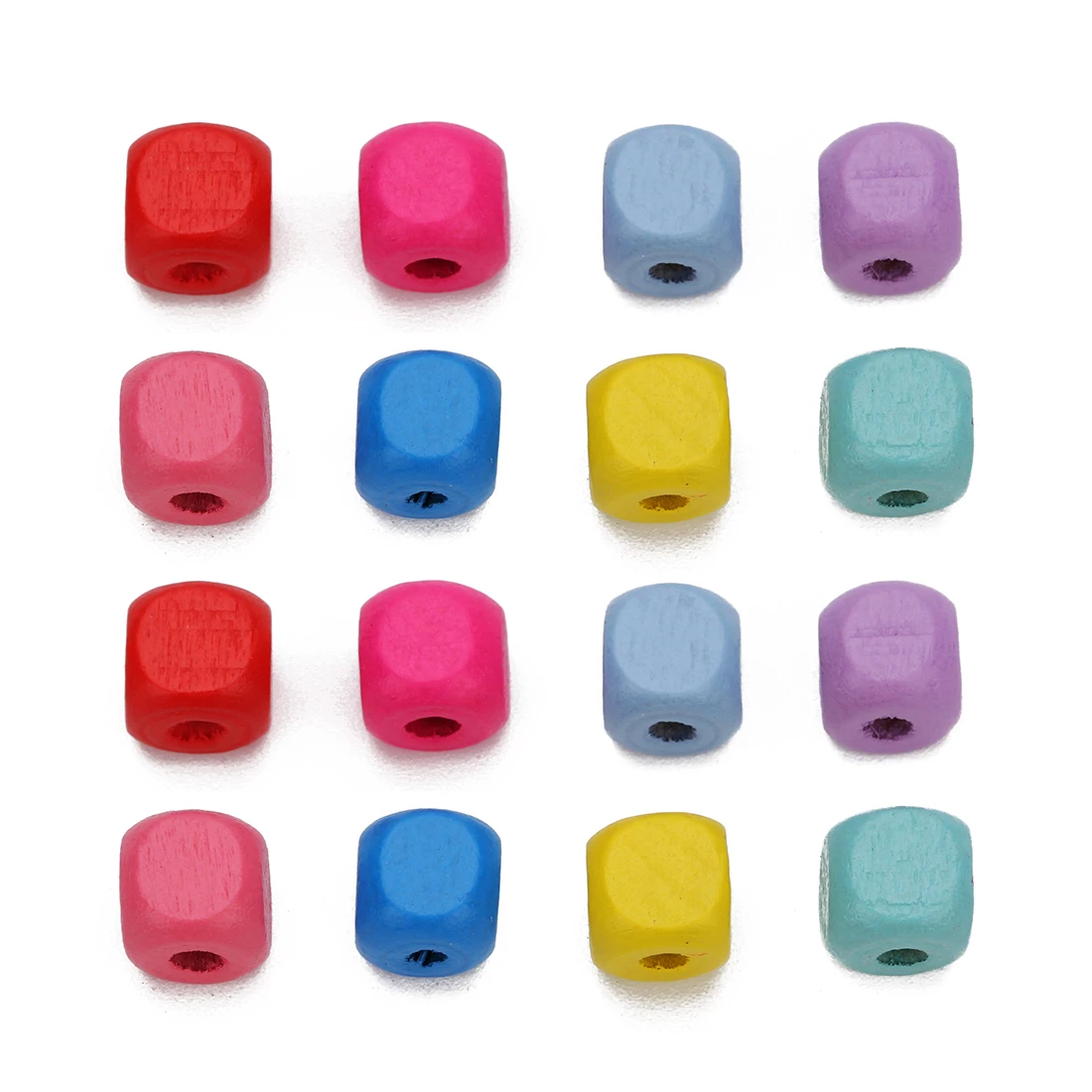 

200pcs 6/8/10mm Natural Wood Beads Multicolor Dice Shape Spacer Beads No Harm Wood Beads for DIY Kid Jewelry Making