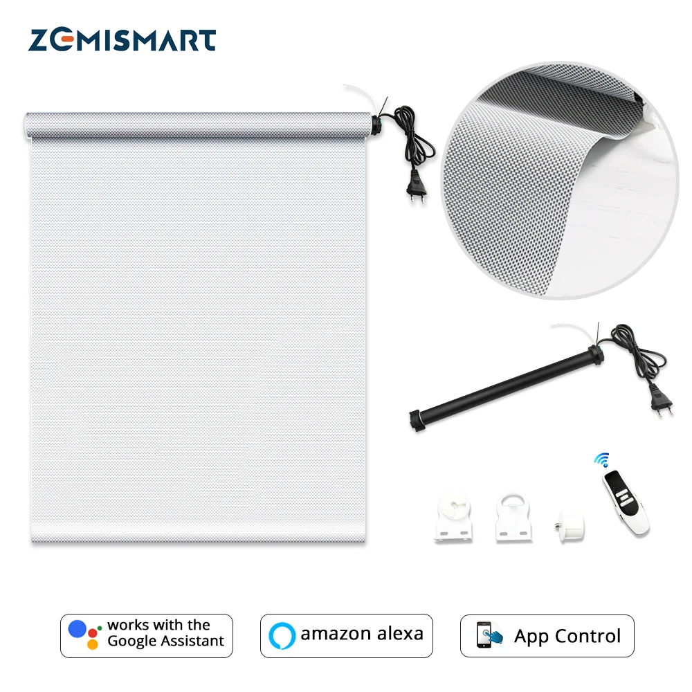 Zemismart автоматический роликовый мотор с 5% солнцезащитным занавесом ткань для