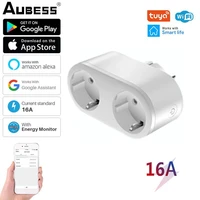 aubess 16a wifi smart plug outlet 2 in 1 tuya remote control home appliances works with alexa google home no hub required