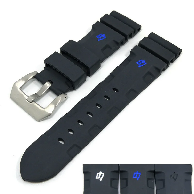 

Replacement Black With Font Sports Waterproof Watchbands Suitable 24MM 26MM Anti-fall Soft Silicone Rubber Watch Band Strap