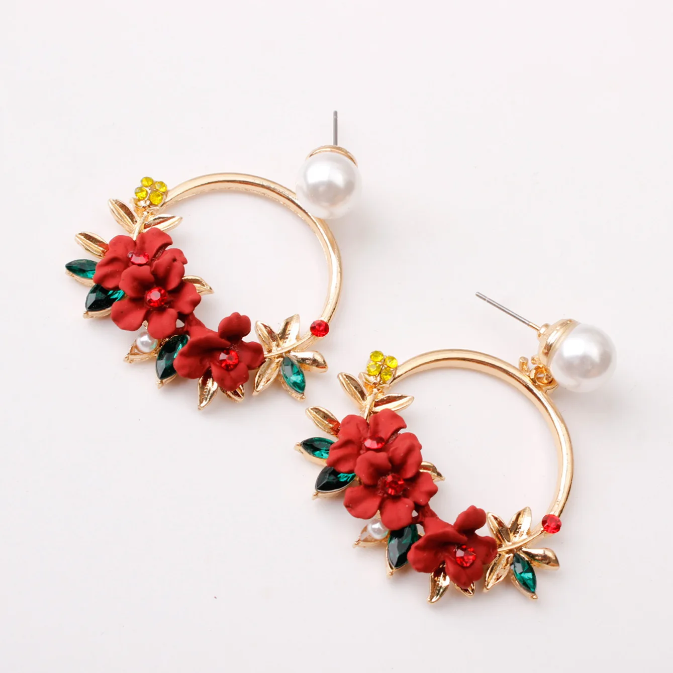 Модный милый розовый цветок серьги для женщин платье Женский Стразы