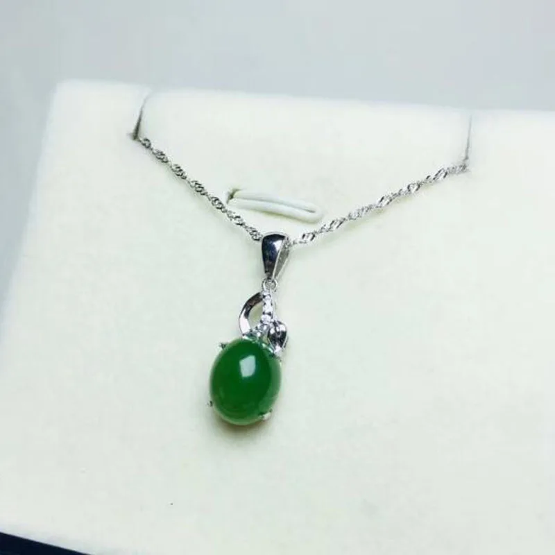 925 Серебряная яшма зеленый нефритовый полый цветочный дизайн кулон на удачу +