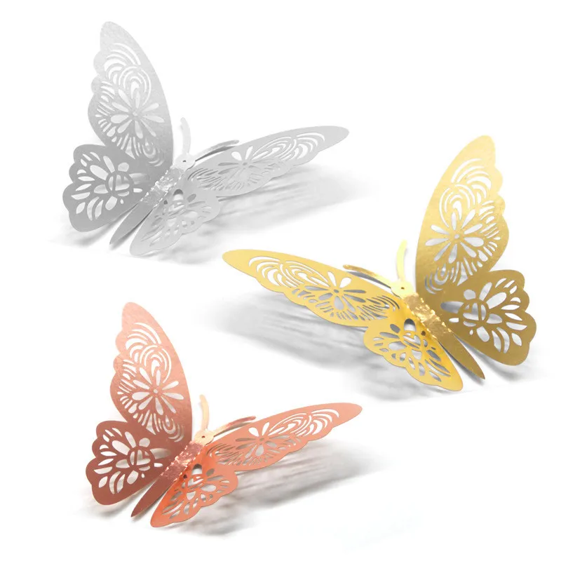 

Fashion 3D metal Decal room decoration 3D butterfly home children wall sticker Festival
