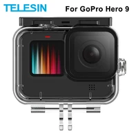 telesin 50m waterproof case underwater tempered glass lens diving housing cover for gopro hero 9 black camera accessories