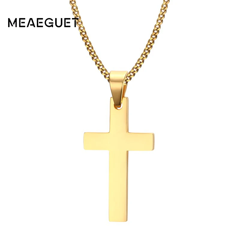 Meaeguet Jewelry Для мужчин крест Ожерелья для женщин Нержавеющая сталь Золото Цвет