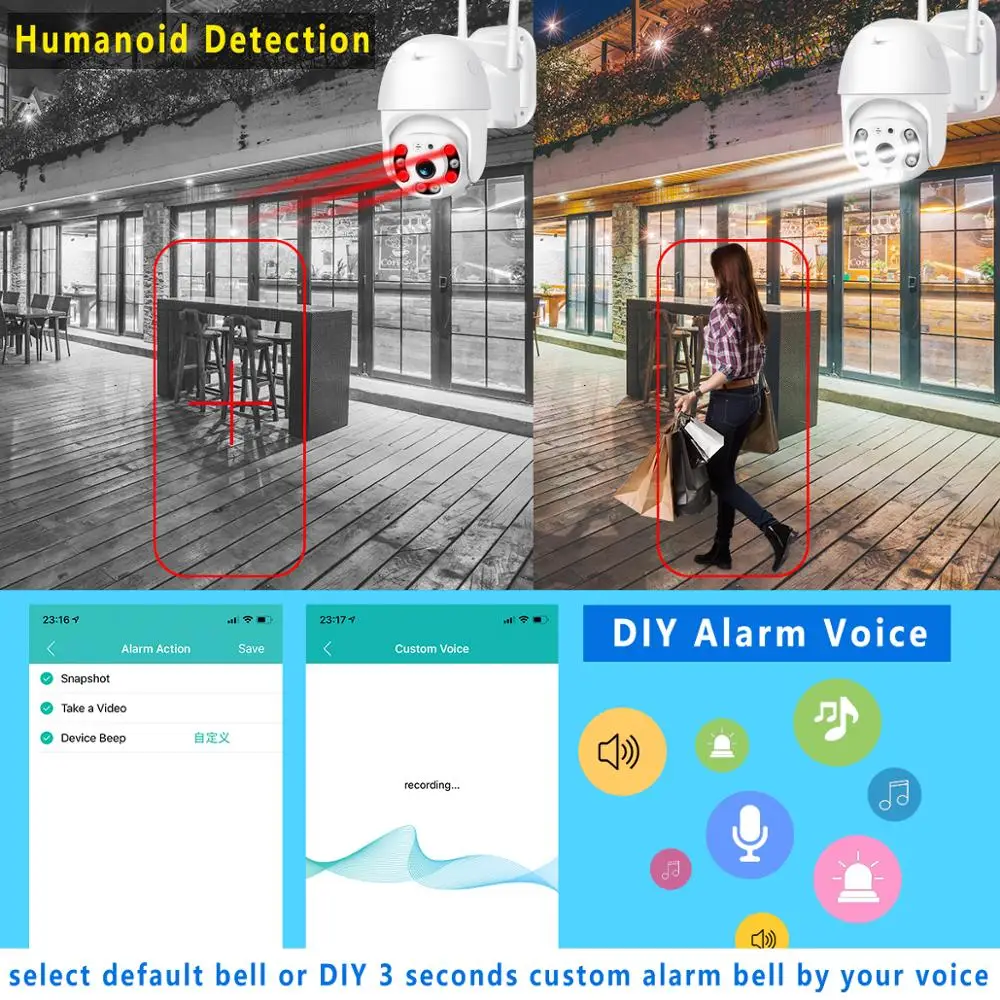 Besder 1080P наружная скоростная купольная Wifi камера 2MP H.265 аудио PTZ беспроводная