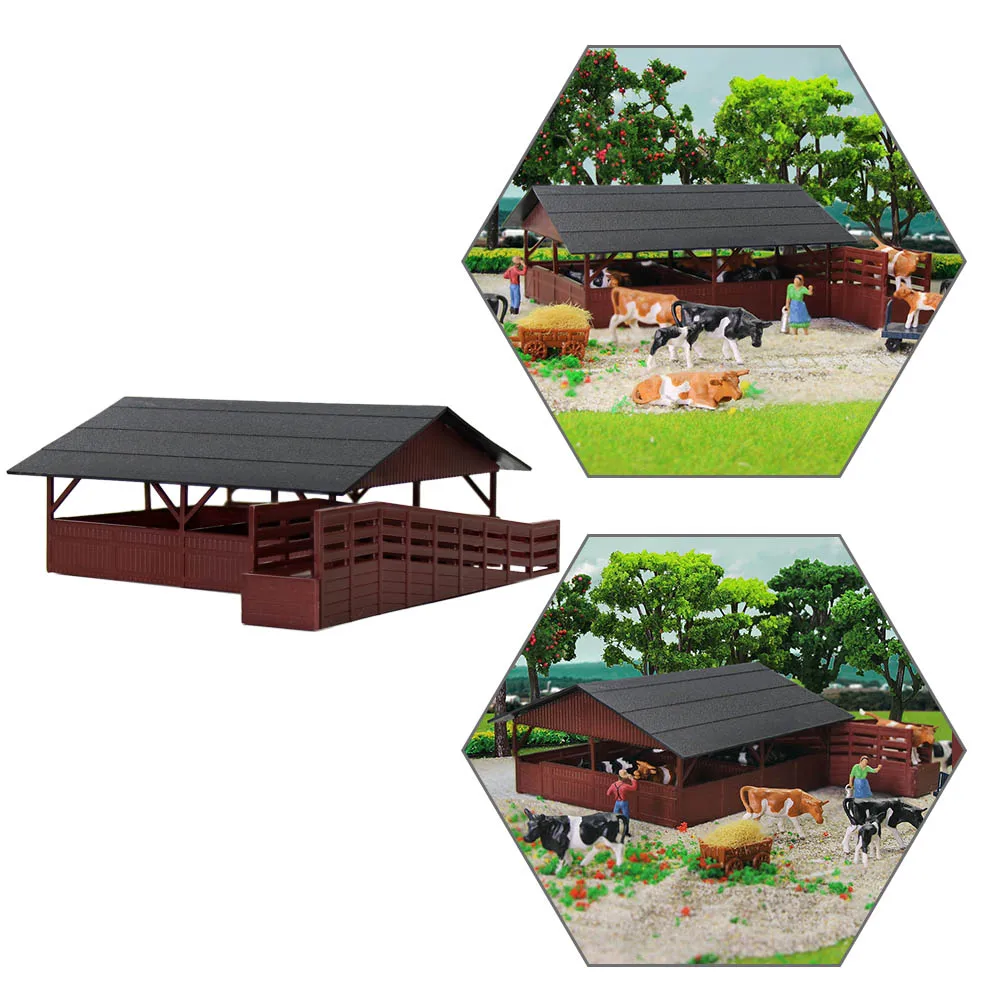 

1pc 1:87 Livestock Cattle Shed Horses Stable Wine Red HO Scale Buidling Kit for Farm Animals JZ8701WR