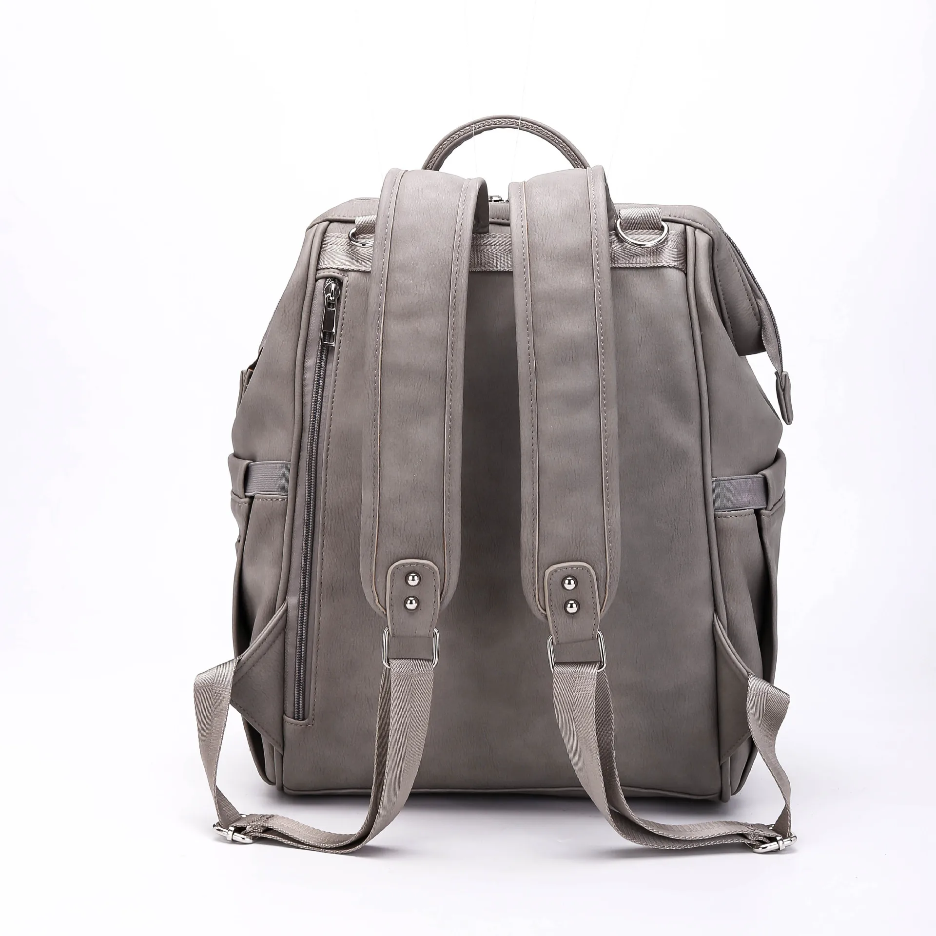 Bolsa de pa&ntilde;ales de cuero PU, mochila de maternidad impermeable para cochecito de beb&eacute;, bolsas de mam&aacute;, bolsa de pa&ntilde;ales de PU, bolsa de botella de gran capacidad-5