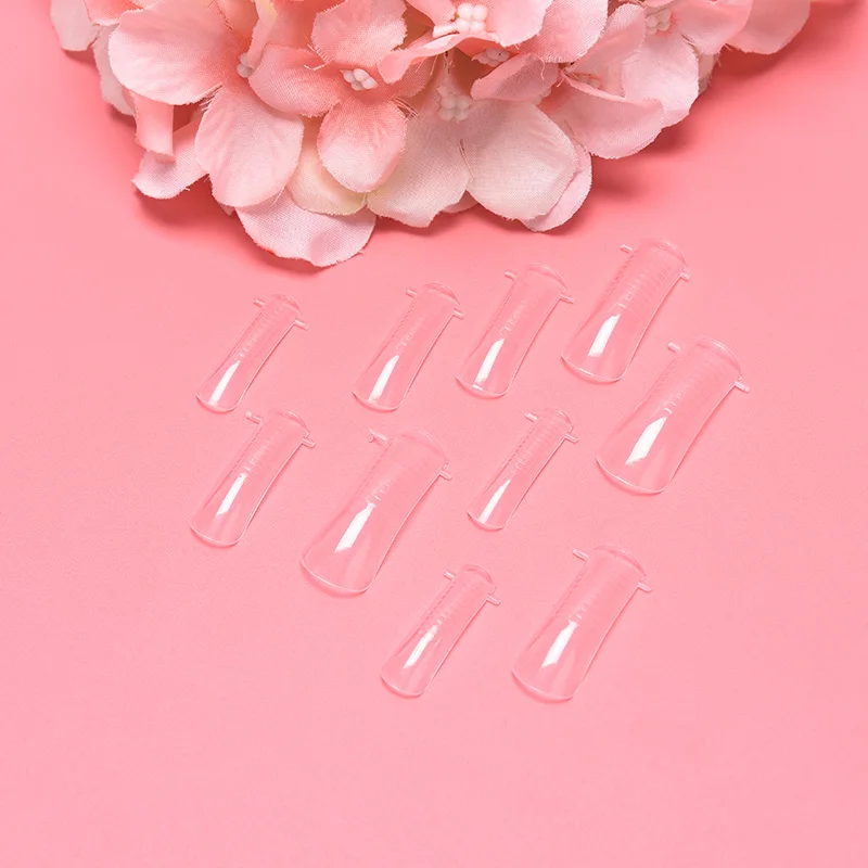 New 100 Pcs Clear Full Cover Nail Forms Acrylic False Fake Nails Quick Building Mold Tips Finger Extension | Красота и здоровье