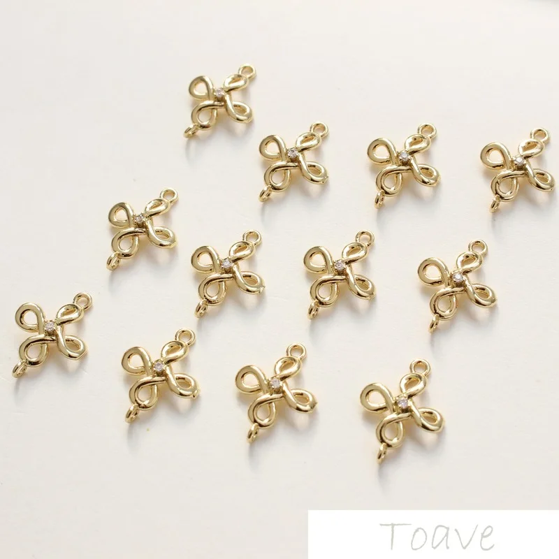 

Clover of Four Leaves Double Hanging 18K Gold Inlaid Zircon DIY Handmade Material Accessories