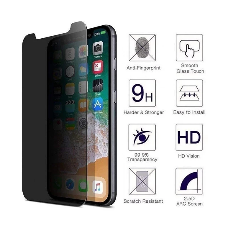 1 2pcs anti spy tempered glass for iphone 13 12 11 pro max 12mini x xs xr se privacy screen protectors on iphone 6s 7 8 plus free global shipping