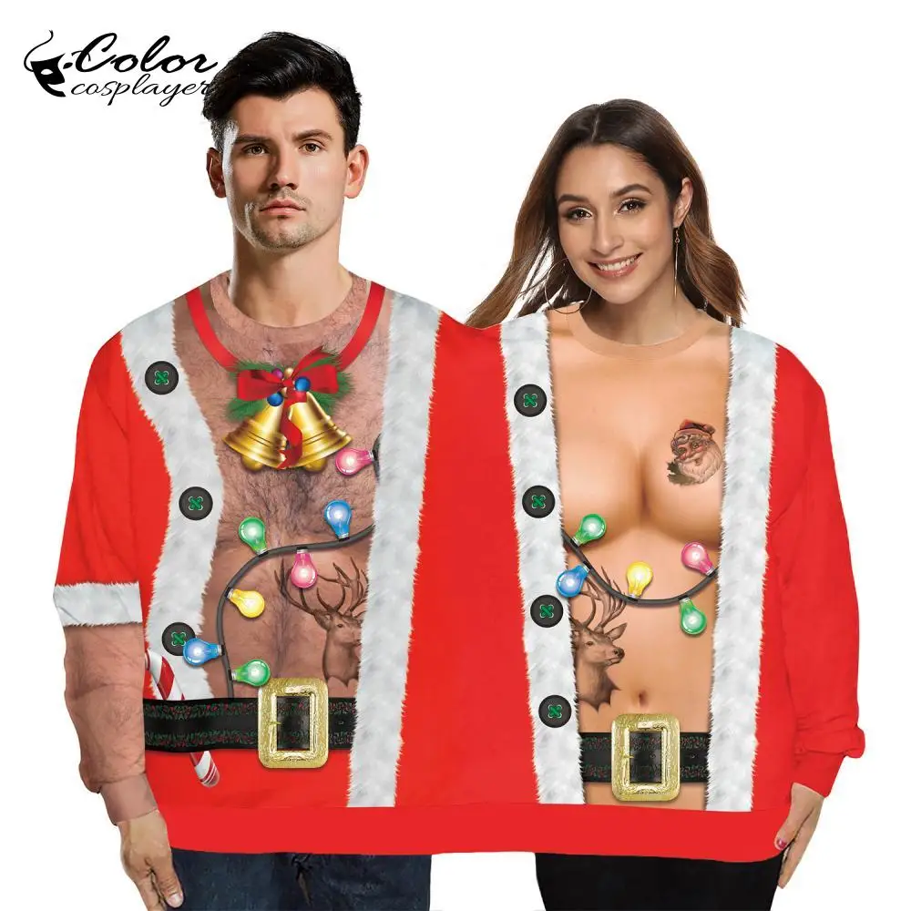 Цветные креативные Рождественские толстовки для любителей 2 человека сиамская