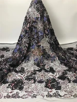 igh quality 3d sequined african french lace fabric fashion sequin embroidery nigeria lace garment fabric fz1136