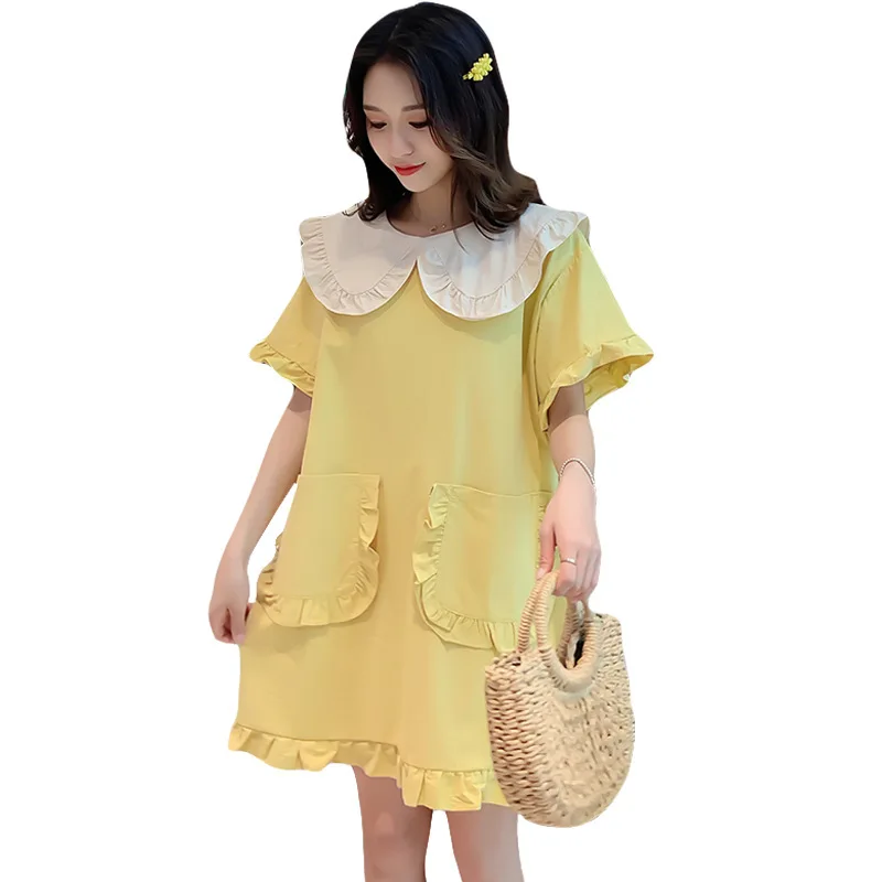 

Maternity Dresses Summer Front and Back Chiffon Elegant Pregnancy Dress Loose Short Sleeve Pregnancy Clothes Maternity Gown