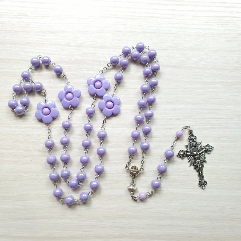 Цепочка с бусинами для молитвы в виде фиолетового цветка |
