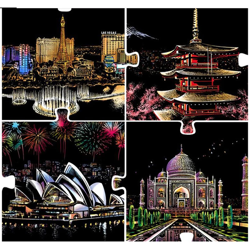 

Magic Scratch Art Crafts World City Scraping Paintings Decorative Paper Adult Kids Decompression Toys Creative DIY Gift