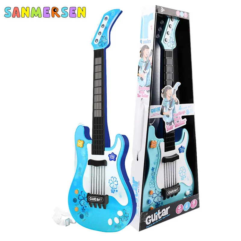 Blue Guitaf Toys Детские музыкальные инструменты, игрушки, вечерние гитары с яркими звуками, подарки для детей, От 2 до 7 лет, музыка, Монтессори, игрушки, подарки - Цвет: Blue Guitaf Toys