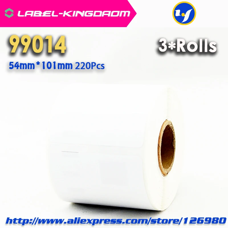 3 совместимые рулоны Dymo 99014 белые этикетки 54 мм * 101 220 шт/рулон для этикеток 450 турбо