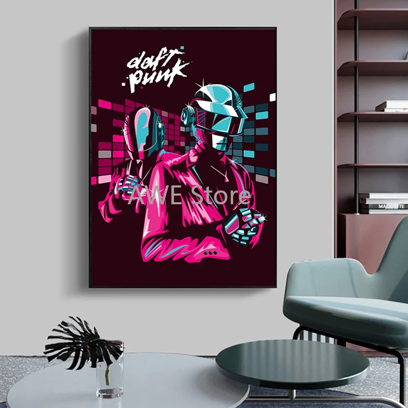 Маска на шлем Daft панк музыкальная группа настенное Искусство Холст Картина