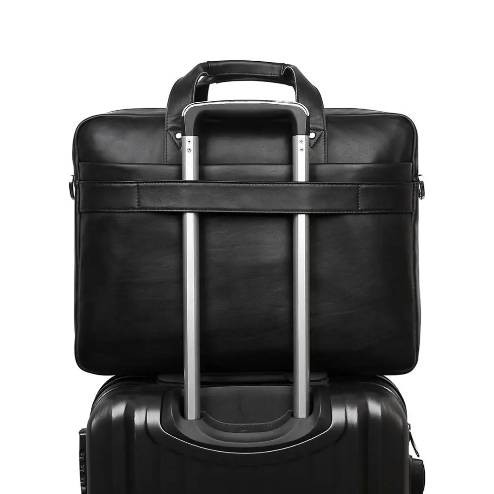 Nesitu Новая черная натуральная кожа 15,6 ''17'' ноутбук офисный мужской портфель сумка деловая дорожная сумка портфель M7386