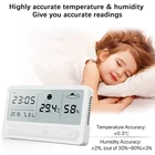 Цифровой измеритель температуры и влажности, с ЖК-дисплеем, USB, перезаряжаемый, для дома и улицы, гигрометр, термометр, метеостанция, датчик, часы