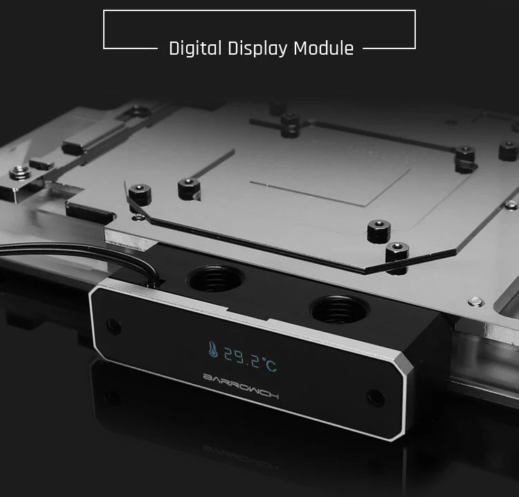 Barrowch FB-GIX2080T-PA цифровой термометр блоков GPU 5v 3pin Алюминий сплав Панель, для Gigabyte RTX2080Ti/2080/2070 Aorus