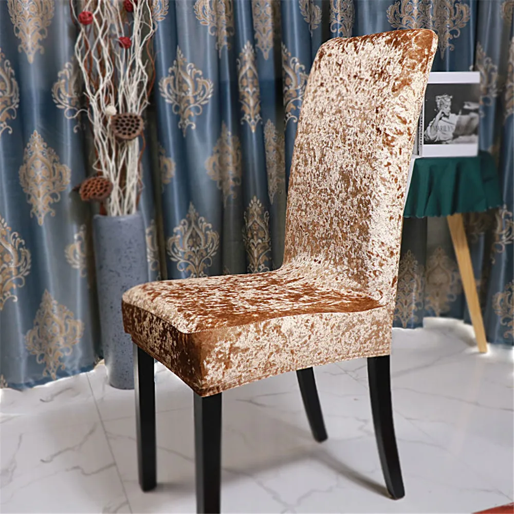 

Цельнокроеное платье крышка стула блестящая бархатная ткань стрейч спандекс чехол для кресла Seat чехол для Обеденная Свадебные гостиничных...