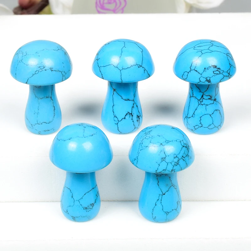 

Миниатюрная Статуэтка-гриб, синий говлит, ручная работа, полированный Исцеление декор, брелок в виде фигурки комнат, фонтан, садовое украшен...