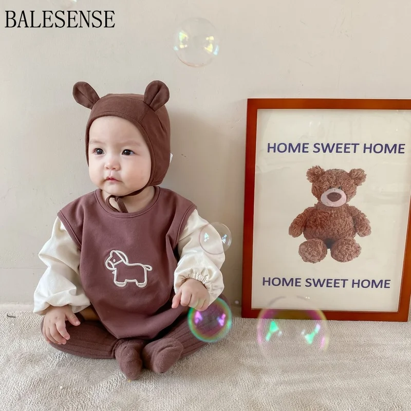 Хлопковая одежда для новорожденных Осенние Комбинезоны с длинным рукавом наряд