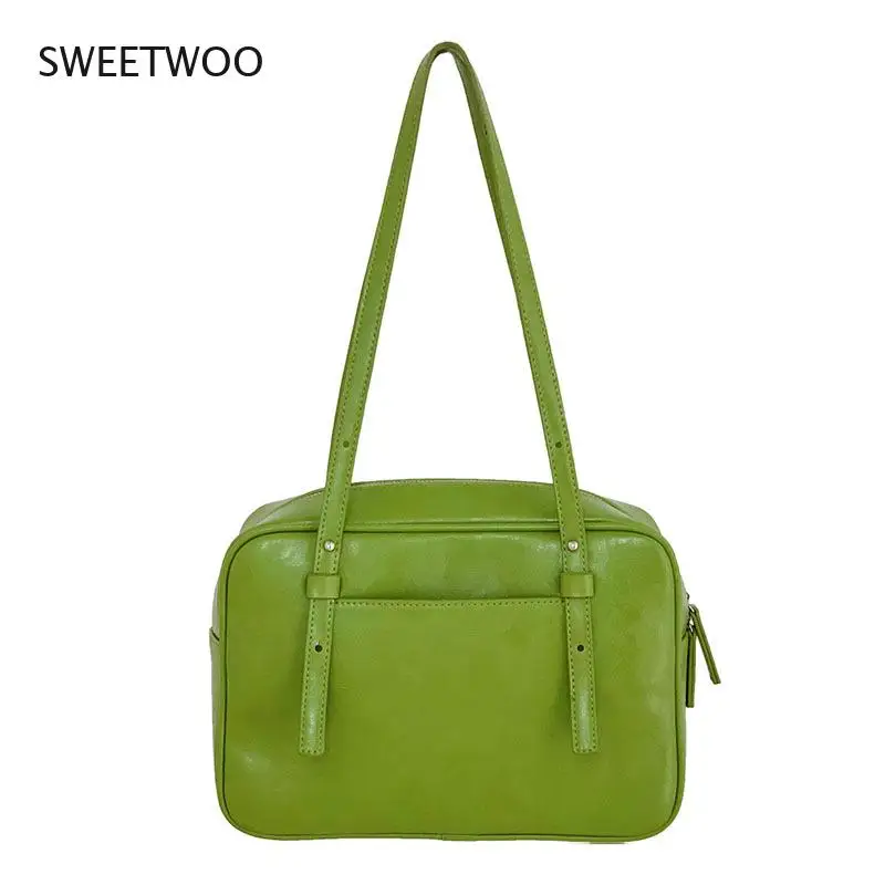 

Summer Large-Capacity Square Shoulder Armpit Bag for Women Female 2021 Elegant Ins Fashion Simple Sewing Thread Underarm Handbag